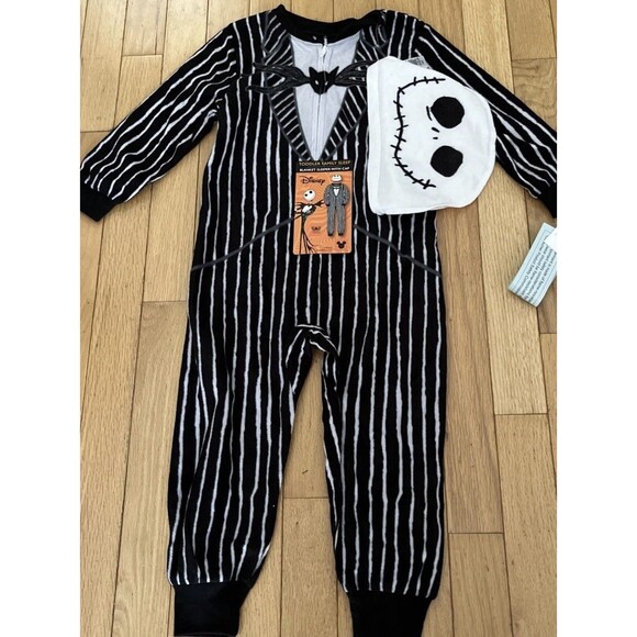 The Nightmare Before Christmas Jack Blanket Sleeper Footed Pajamas Hat 18 Months - Picture 6 of 6